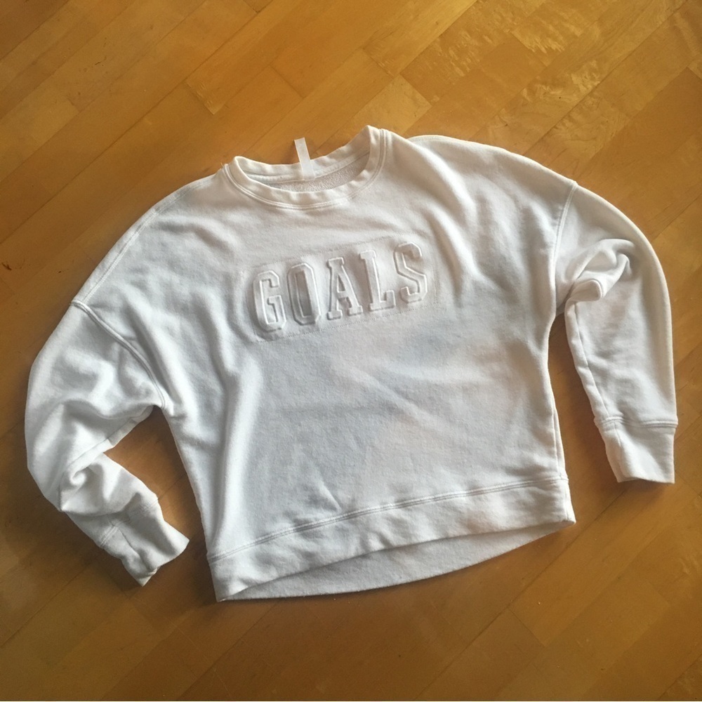 Fabletics “GOALS” Lightweight, Terry Sweatshirt, White, Size XS